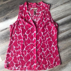 Sheer sleeveless blouse pink animal print